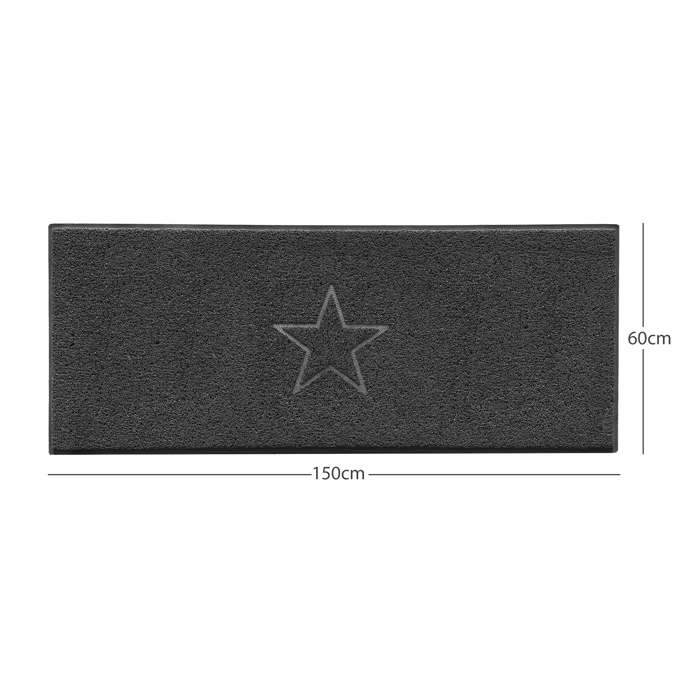 "Star" Embossed Loofah Textured Spaghetti Doormat Dark Grey 150cm x 60cm