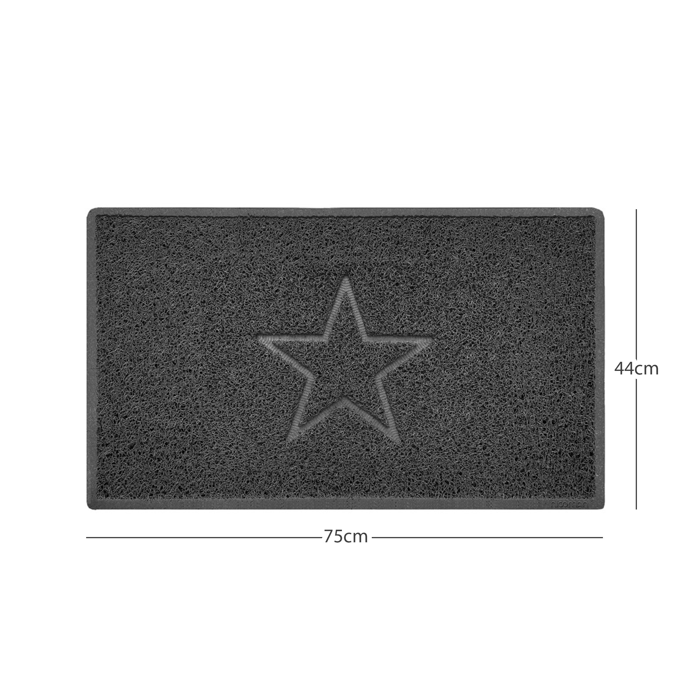 "Star" Embossed Loofah Textured Spaghetti Doormat Dark Grey 75cm x 44cm