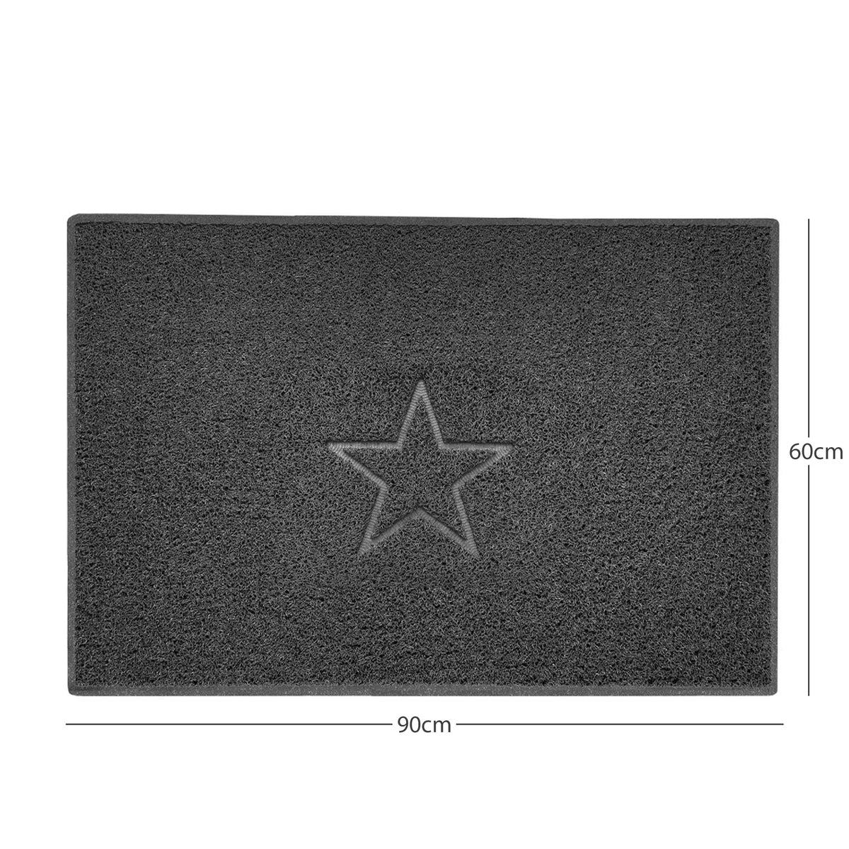 "Star" Embossed Loofah Textured Spaghetti Doormat Dark Grey 90cm x 60cm