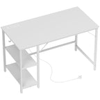 120 x 60 cm Computer Desk with Power Outlets and Reversible Shelves - White