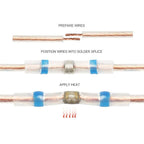 100 PCS AWG26-24 0.25-0.34mm Seal Heat Shrink Butt Wire Connectors White Terminals Solder Sleeve, 0.25-0.34mm White