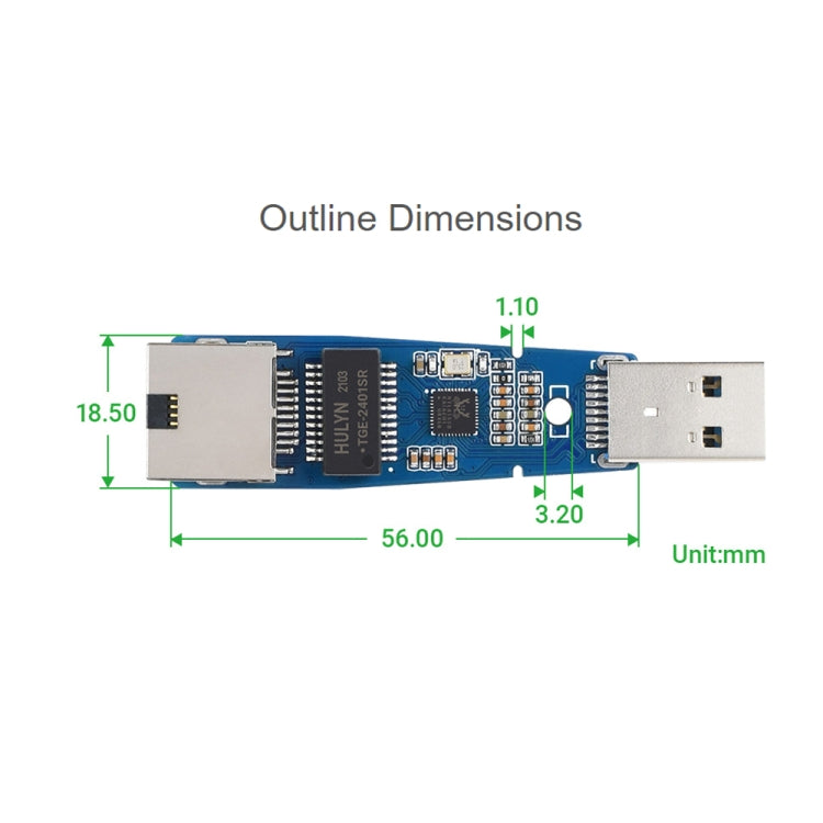 Waveshare USB 3.2 Gen1 to Gigabit Ethernet Converter Module, Driver-Free – Durable Build, Easy to Use