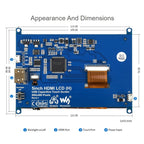 Waveshare 5 inch Slimmed-down Version 800 x 480 Toughened Glass Panel Capacitive Touch Screen LCD (H), 5 inch