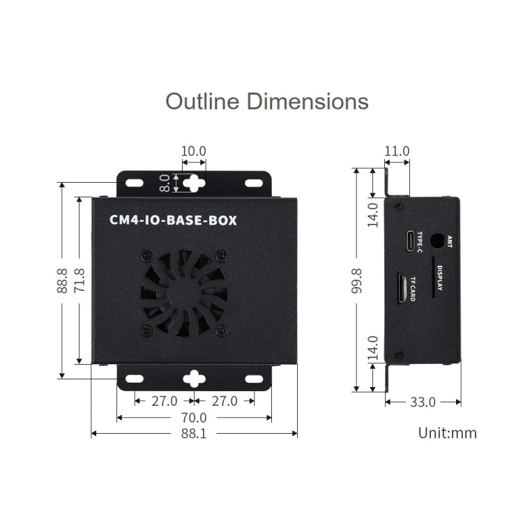 Waveshare Mini IO Board Full Ver Mini-Computer Base Box with Metal Case & Cooling Fan for Raspberry Pi CM4, Mini IO Board Full Ver – Card Slot, TPU, 4K