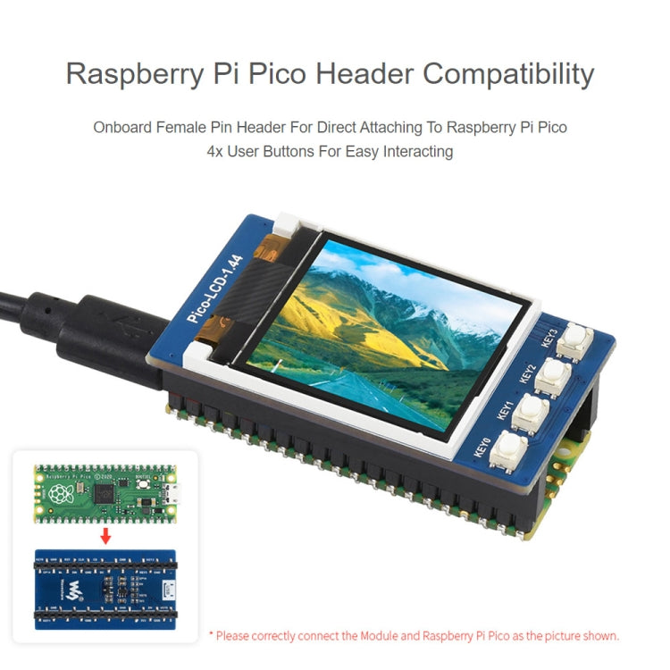 WAVESHARE 1.44 inch LCD 65K Colors 128 x 128 Display Module for Raspberry Pi Pico, SPI Interface, 1.44 inch – Durable Build, Easy to Use