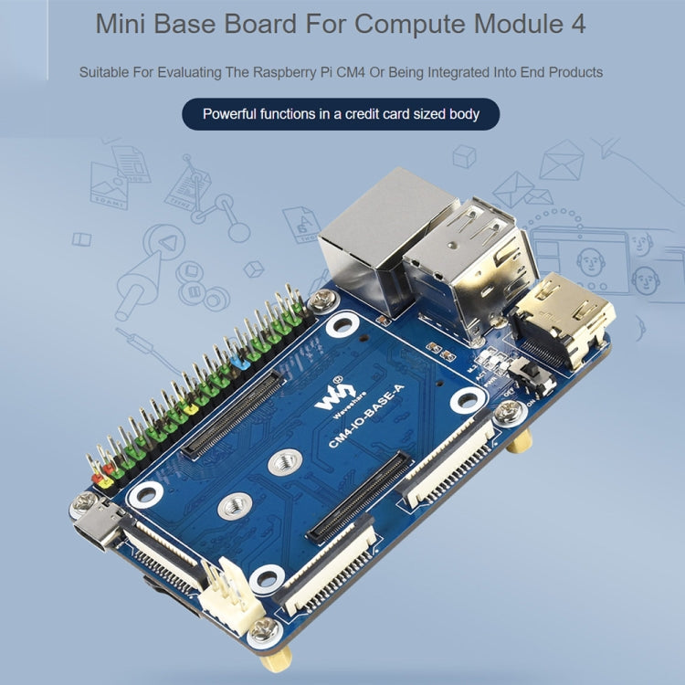 Waveshare Mini Base Board A for Raspberry Pi Compute Module 4, Base Board A For Raspberry Pi CM4 – Card Slot, TPU, 4K