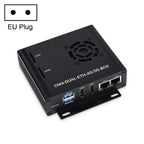 Waveshare Dual Gigabit Ethernet 5G/4G Computer Box with Cooling Fan for Raspberry Pi CM4 EU Plug