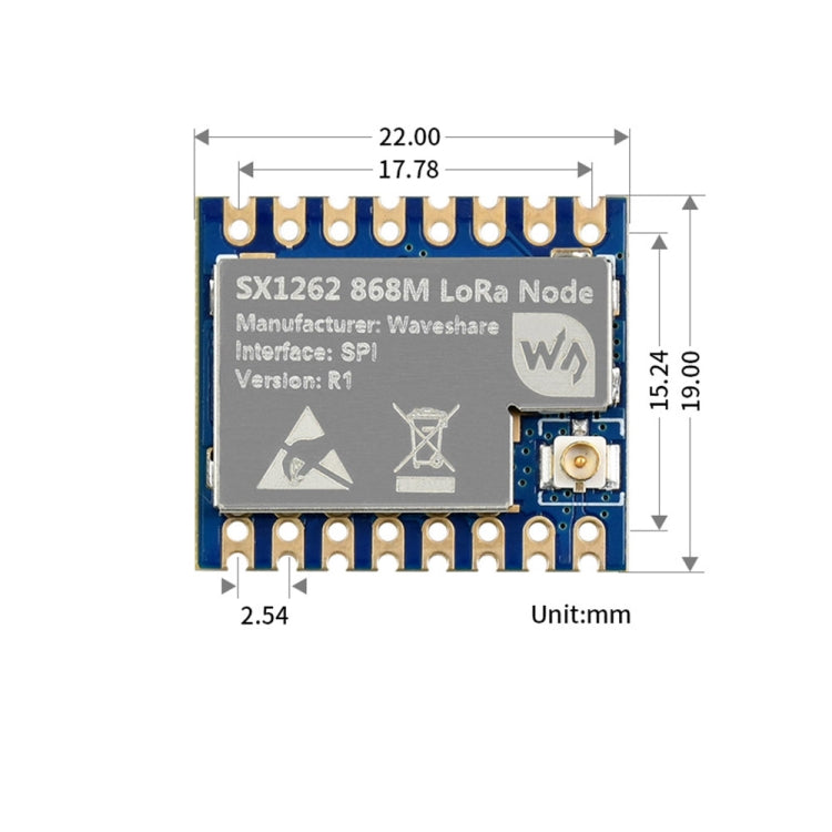 Waveshare Core1262-868M Anti-Interference SX1262 LoRa Module, EU868 Band – Durable Build, Easy to Use