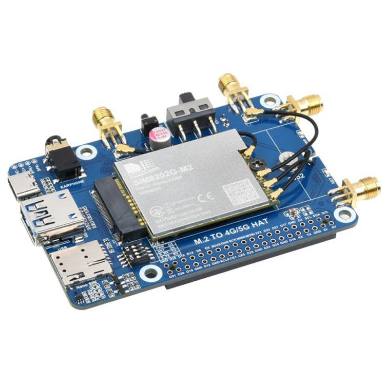 Waveshare SIM8202G-M2 5G HAT B Multi Band Snapdragon X55 Module Board for Raspberry Pi, SIM8202G-M2 5G HAT B SIM8202G-M2 5G HAT B