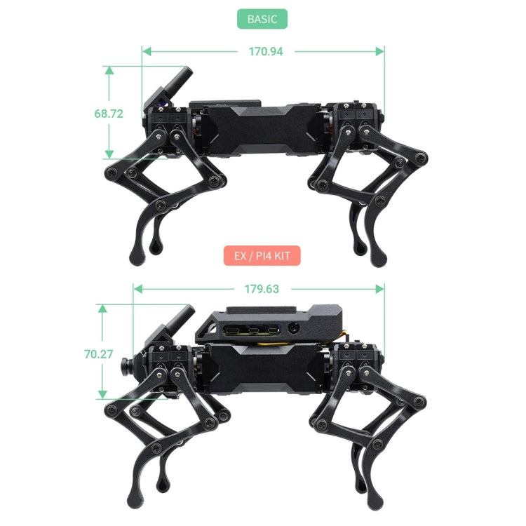 Waveshare WAVEGO 12-DOF Bionic Dog-Like Robot, Basic Version, Basic Version – Bluetooth, Aluminum Alloy, TPU