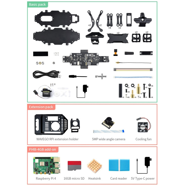 Waveshare WAVEGO 12-DOF Bionic Dog-Like Robot, Basic Version, Basic Version – Bluetooth, Aluminum Alloy, TPU