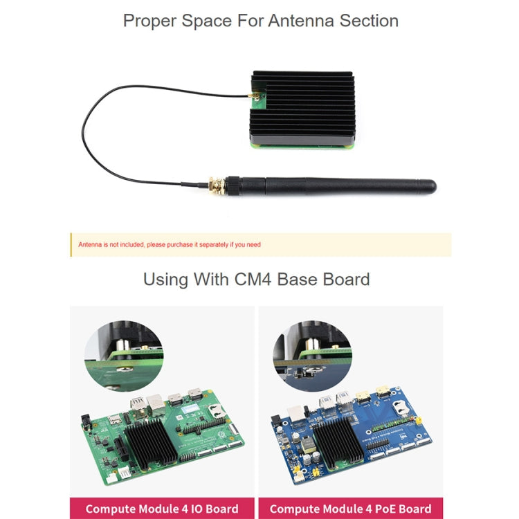 WAVESHARE Aluminum Heatsink for Raspberry Pi CM4, with Antenna Notch – Durable Build, Easy to Use