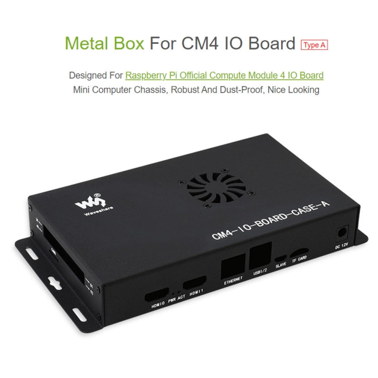 Waveshare Metal Box A for Raspberry Pi CM4 IO Board, with Cooling Fan – Durable Build, Easy to Use