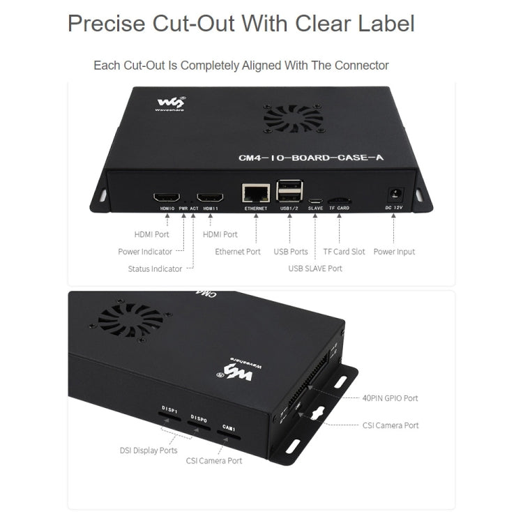 Waveshare Metal Box A for Raspberry Pi CM4 IO Board, with Cooling Fan – Durable Build, Easy to Use