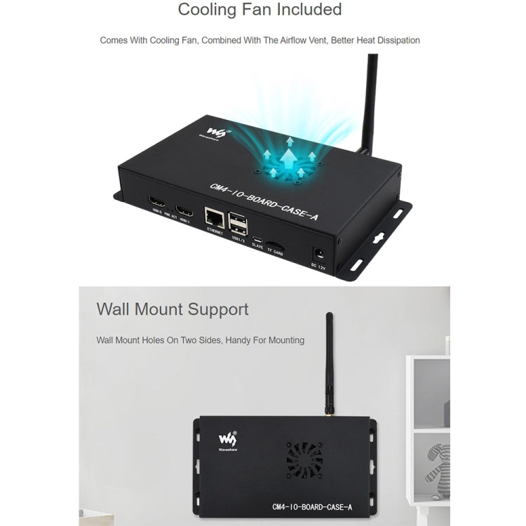 Waveshare Metal Box A for Raspberry Pi CM4 IO Board, with Cooling Fan – Durable Build, Easy to Use