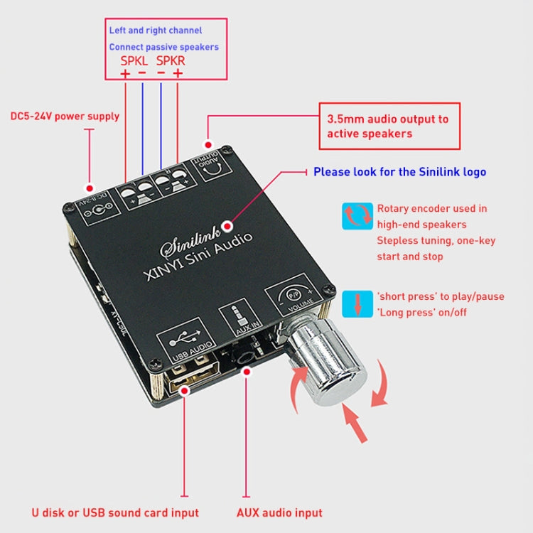 50W MP3 Stereo Audio Digital Power Amplifier Board Bluetooth Amplifier Module, without Shell, Without Shell – Bluetooth, TPU