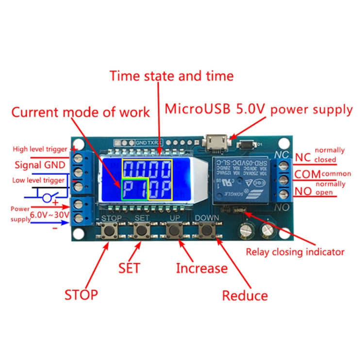 XY-LJ02 6-30V Micro USB Digital LCD Display Time Delay Relay Module Control Timer Switch – TPU