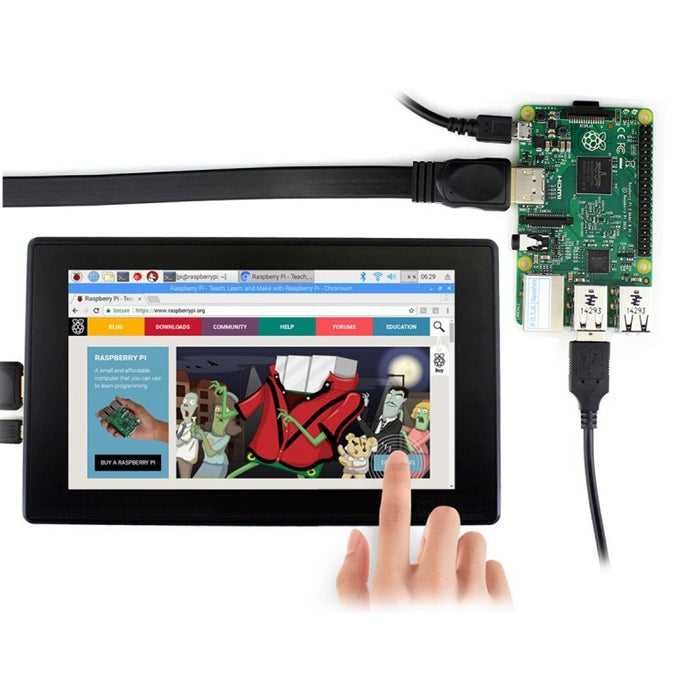 WAVESHARE 7inch HDMI LCD (H) IPS 1024x600 Capacitive Touch Screen with Toughened Glass Cover, Supports Multi mini-PCs Multi Systems, 7inch HDMI LCD (H) IPS