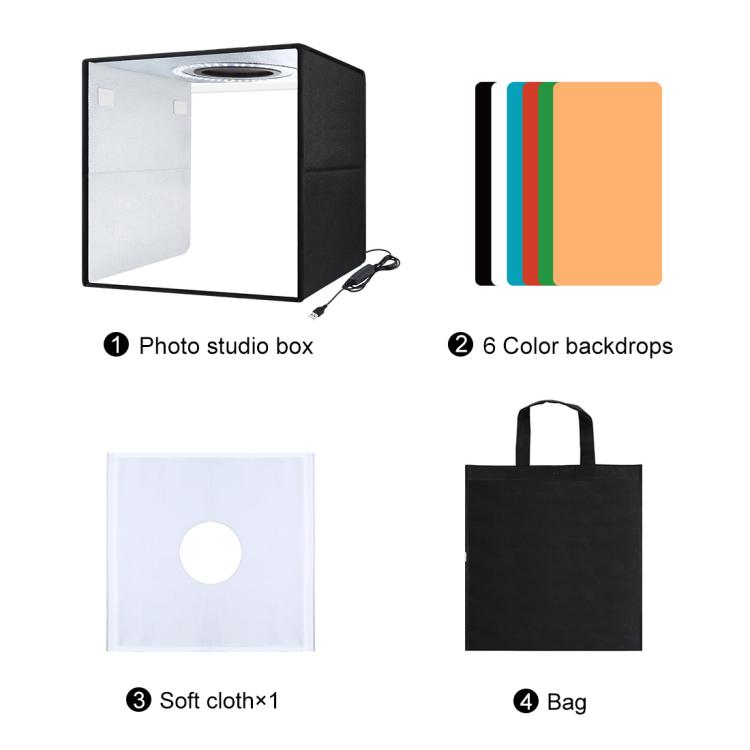 30cm Folding 3 Modes Dual Color Ring Light Photo Lighting Studio Shooting Tent Box Kit with 6 Colors Black / White / Orange / Red / Green / Blue Backdrops Unfold Size: 30cm x 30cm x 30cm, 31cm