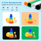 DIYLooks 40cm Folding Portable 97 CRI Photo Lighting Studio Shooting Tent Box Kit with 4 Colors Black, Orange, White, Green Backdrops – TPU