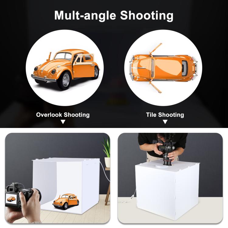 DIYLooks 40cm Folding Portable 97 CRI Photo Lighting Studio Shooting Tent Box Kit with 4 Colors Black, Orange, White, Green Backdrops – TPU