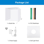DIYLooks 40cm Folding Portable 97 CRI Photo Lighting Studio Shooting Tent Box Kit with 4 Colors Black, Orange, White, Green Backdrops – TPU