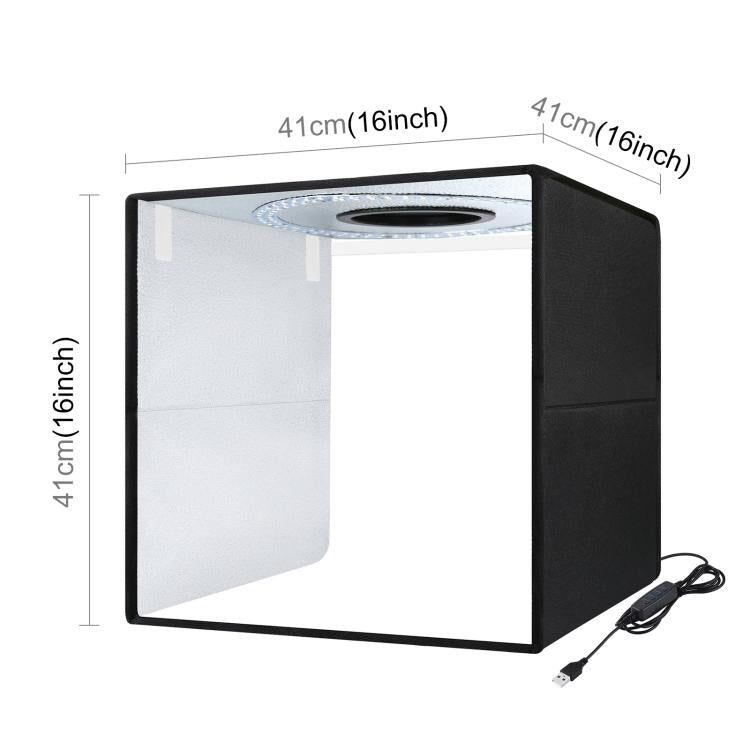 40cm Folding Portable Ring Light USB Photo Lighting Studio Shooting Tent Box with 6 x Color PVC Backdrops, Size: 40cm x 40cm x 40cm, 40cm – TPU