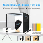 40cm Folding Portable Ring Light USB Photo Lighting Studio Shooting Tent Box with 6 x Dual-side Color Backdrops, Size: 40cm x 40cm x 40cm – TPU