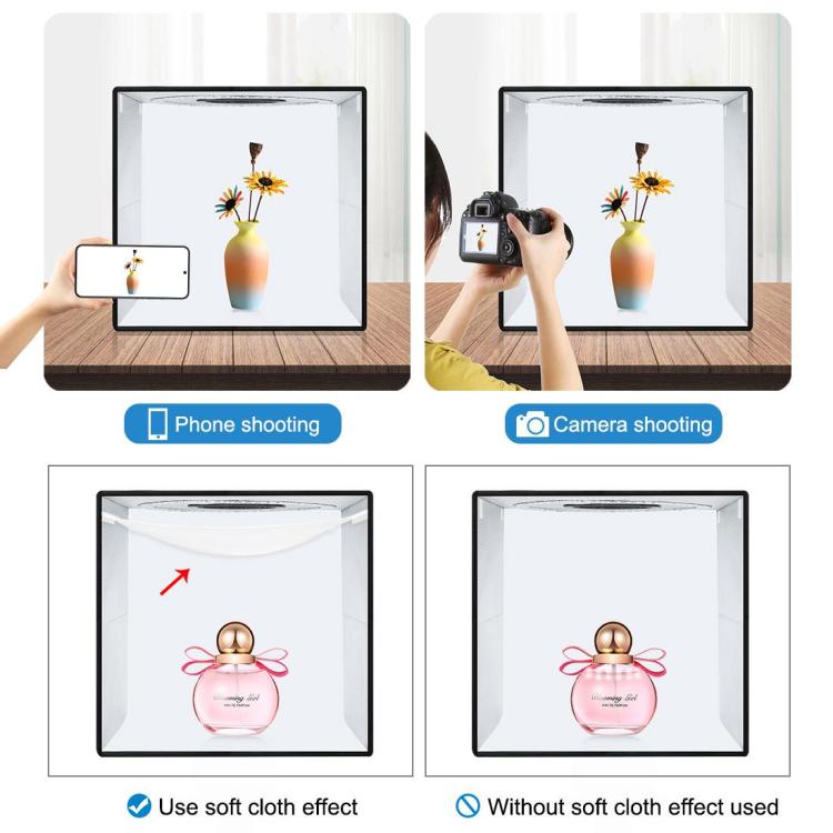 40cm Folding Portable Ring Light USB Photo Lighting Studio Shooting Tent Box with 6 x Dual-side Color Backdrops, Size: 40cm x 40cm x 40cm – TPU