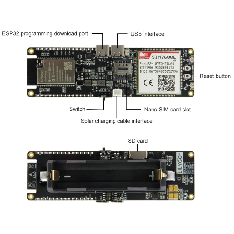 TTGO T-SIM7600E-H ESP32 WiFi Bluetooth 18560 Battery Holder Solar Charge Module Development Board, T-SIM7600E-H