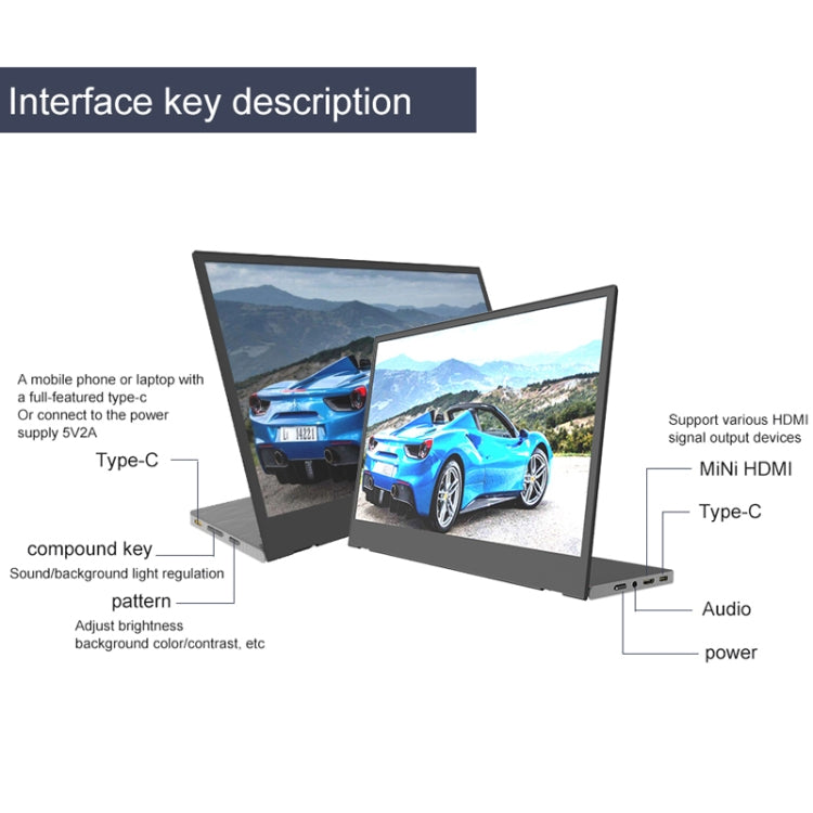 M8 14inch 1080P Ultra-thin HD Portable Narrow-edge Display