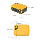 A2000 Portable Projector 800 Lumen LCD Home Theater Video Projector, Support 1080P, EU Plug, EU Plug