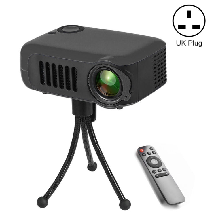 A2000 Portable Projector 800 Lumen LCD Home Theater Video Projector, Support 1080P, UK Plug, UK Plug UK Plug Black
