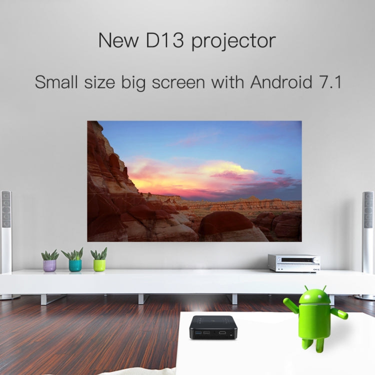 D13 2+16G 854 x 480 Android 7.1.2 Mini Pocket Projector 4K DLP Smart Handheld LED WIFI Home Theater Projector, Support USB / TF / HDMI – TPU, 4K
