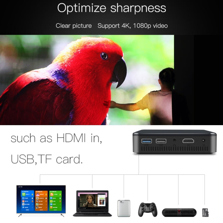 D13 2+16G 854 x 480 Android 7.1.2 Mini Pocket Projector 4K DLP Smart Handheld LED WIFI Home Theater Projector, Support USB / TF / HDMI – TPU, 4K