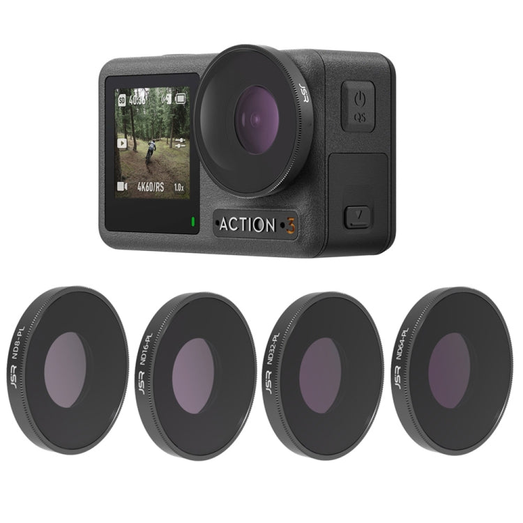 JSR 4 in 1 ND8PL / ND16PL / ND32PL / ND64 PL Lens Filter For DJI Osmo Action 3, 4 in 1 NDPL – Aluminum Alloy