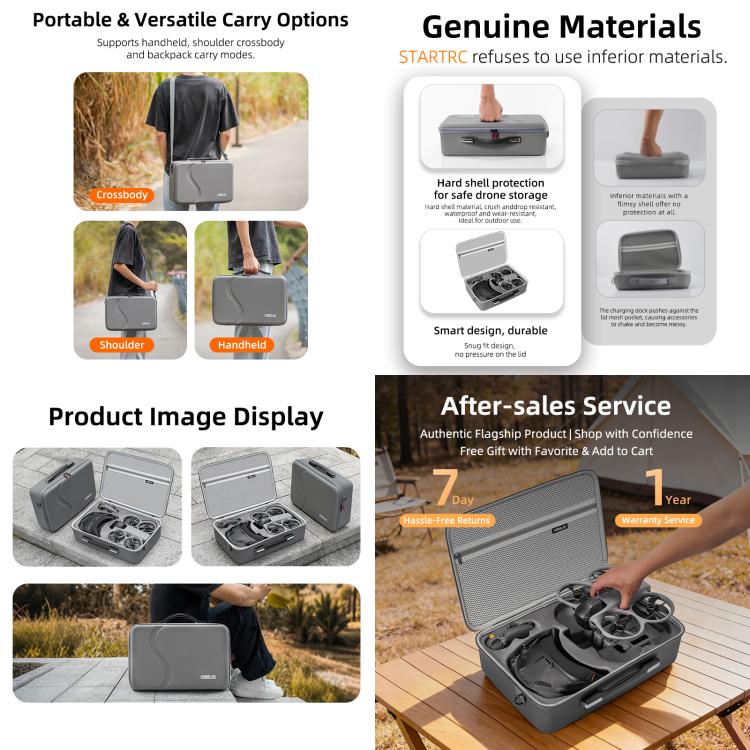 STARTRC Upgraded Shoulder PU Storage Bag Motion-Sensing Fly Kit Handbag – Durable Build, Easy to Use, For DJI Avata 360