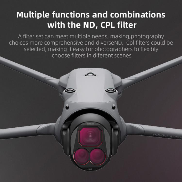 For DJI Mavic 4 Pro STARTRC 4 in 1 CPL ND8 ND32 ND64 Lens Filter Kit, CPL ND8 ND32 ND64 – Aluminum Alloy