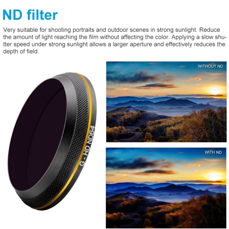 PGYTECH X4S-HD ND64 Gold-edge Lens Filter for DJI Inspire 2 / X4S Gimbal Camera Drone Accessories, ND64 – Aluminum Alloy