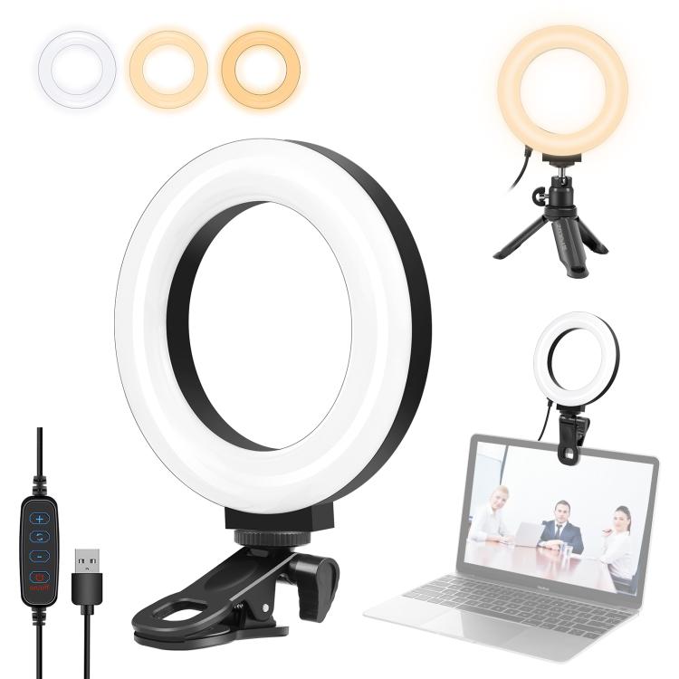 PULUZ 4.7 inch 12cm Ring Selfie Light 3 Modes USB Dimmable Dual Color Temperature LED Curved Vlogging Photography Video Lights with Monitor Clip Holder, 4.7 inch 12cm 4.7 inch 12cm