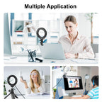 PULUZ 4.7 inch 12cm Ring Selfie Light 3 Modes USB Dimmable Dual Color Temperature LED Curved Vlogging Photography Video Lights with Monitor Clip Holder, 4.7 inch 12cm