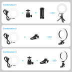 PULUZ 6.2 inch 16cm Ring Selfie Light 3 Modes USB Dimmable Dual Color Temperature LED Curved Vlogging Photography Video Lights with Monitor Clip Holder, 6.2 inch 16cm