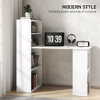 120cm Modern Computer Desk Bookshelf Study Table Workstation PC Laptop Writing Home Office 6 Shelves, White