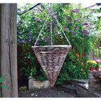 2x 12" Dark Rattan Cone Hanging Basket