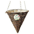 4x Dark Rattan Cone Hanging Basket