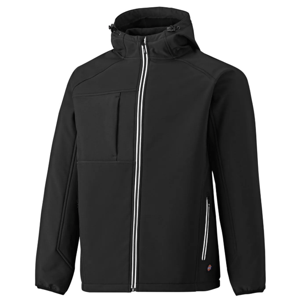 Dickies JW7023 Two Tone Hooded Water Resistant Softshell Jacket Various Colours Black