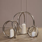 Textured Large Silver Finish Candle Holder