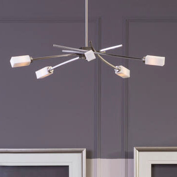Silver Finish and Frosted Glass 5 Bulb Pendant Light