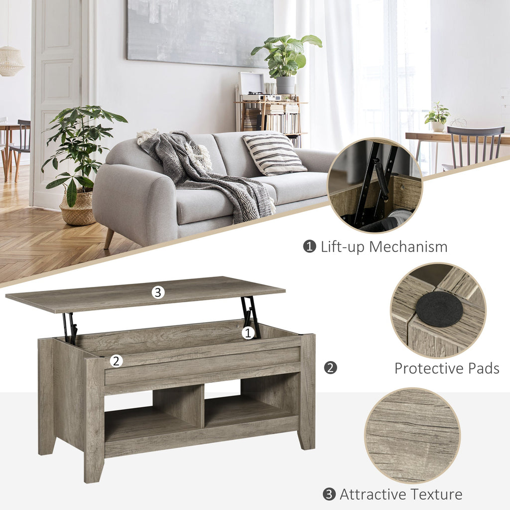 Lift Top Coffee Table with Hidden Storage Compartment, Lift Tabletop Pop-Up Center Table for Living Room