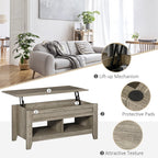 Lift Top Coffee Table with Hidden Storage Compartment, Lift Tabletop Pop-Up Center Table for Living Room